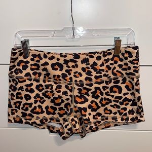Leopard print athletic shorts